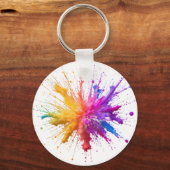 Vibrant Rainbow Paint Splatter Explosion Schlüsselanhänger (Rückseite)