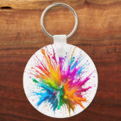 Vibrant Rainbow Paint Splatter Explosion Schlüsselanhänger (Vorderseite)