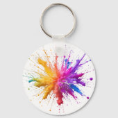 Vibrant Rainbow Paint Splatter Explosion Schlüsselanhänger (Rückseite)