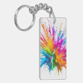 Vibrant Rainbow Paint Splatter Explosion Schlüsselanhänger (Vorderseite links)