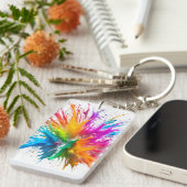 Vibrant Rainbow Paint Splatter Explosion Schlüsselanhänger (Vorderseite rechts)
