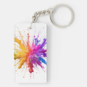 Vibrant Rainbow Paint Splatter Explosion Schlüsselanhänger (Rückseite)