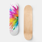 Vibrant Rainbow Paint Splatter Explosion Skateboard (Vorderseite)