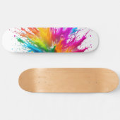 Vibrant Rainbow Paint Splatter Explosion Skateboard (Horizontal)