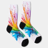 Vibrant Rainbow Paint Splatter Explosion Socken (Rechts)