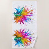 Vibrant Rainbow Paint Splatter Explosion Strandtuch (Vorderseite)