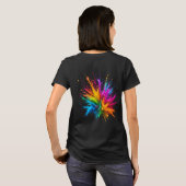 Vibrant Rainbow Paint Splatter Explosion T-Shirt (Schwarz voll)