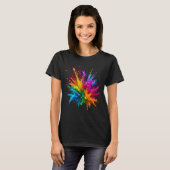 Vibrant Rainbow Paint Splatter Explosion T-Shirt (Vorne ganz)