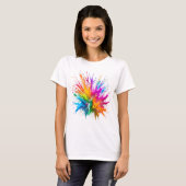 Vibrant Rainbow Paint Splatter Explosion T-Shirt (Vorne ganz)