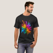 Vibrant Rainbow Paint Splatter Explosion T-Shirt (Vorne ganz)