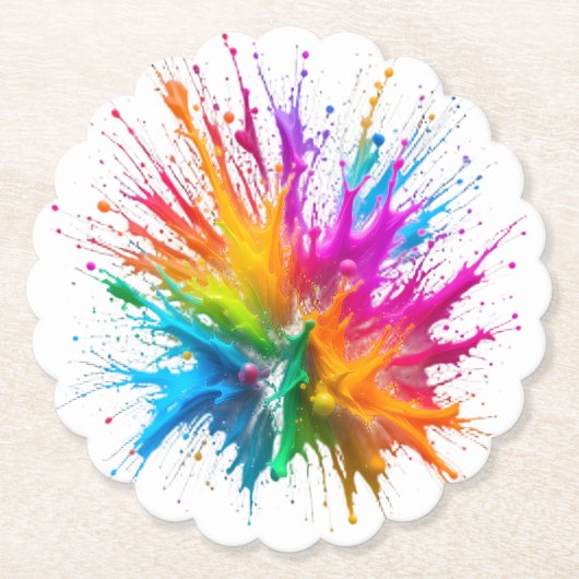 Vibrant Rainbow Paint Splatter Explosion Untersetzer (Vorderseite)