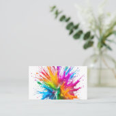 Vibrant Rainbow Paint Splatter Explosion Visitenkarte (Stehend Vorderseite)