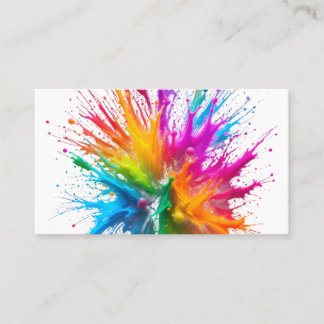 Vibrant Rainbow Paint Splatter Explosion Visitenkarte