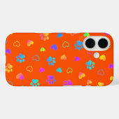 Vibrant Rainbow Paw & Heart Orange Case-Mate iPhone Hülle (Rückseite (Horizontal))