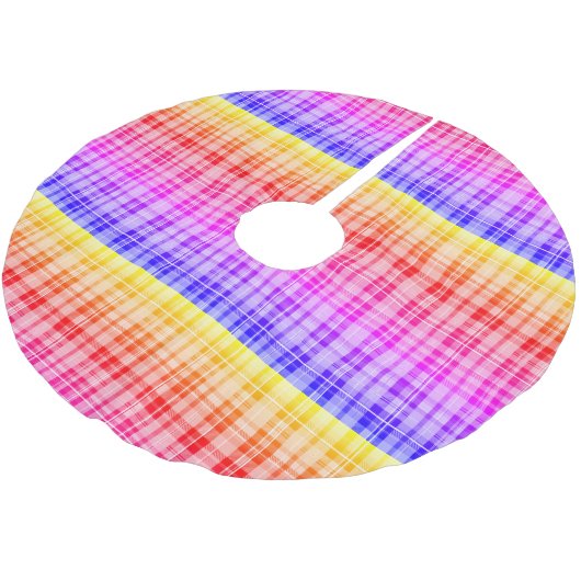 Vibrant Rainbow Plaid Gradient Digital Background Polyester Weihnachtsbaumdecke (Schrägansicht)
