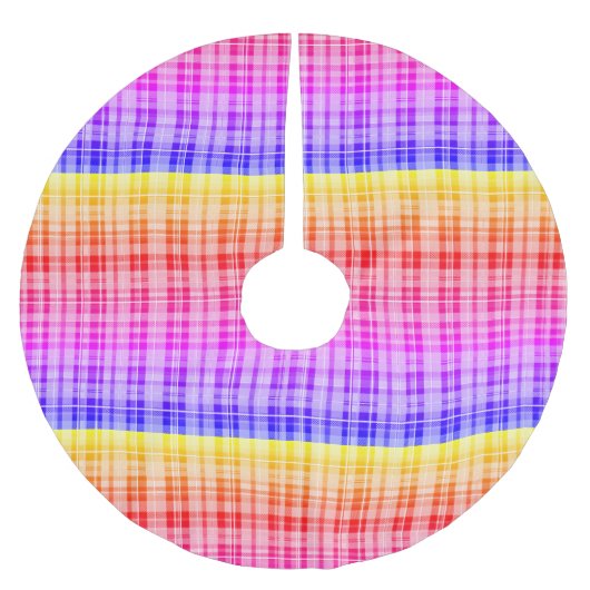 Vibrant Rainbow Plaid Gradient Digital Background Polyester Weihnachtsbaumdecke (Vorderseite)