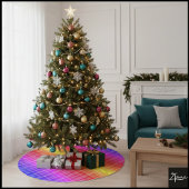 Vibrant Rainbow Plaid Gradient Digital Background Polyester Weihnachtsbaumdecke