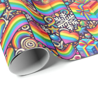 Vibrant Rainbow Pride Christmas Wrapping Paper Geschenkpapier