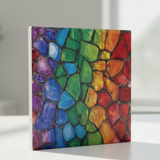 Vibrant Rainbow Pride Glass Mosaic Fliese