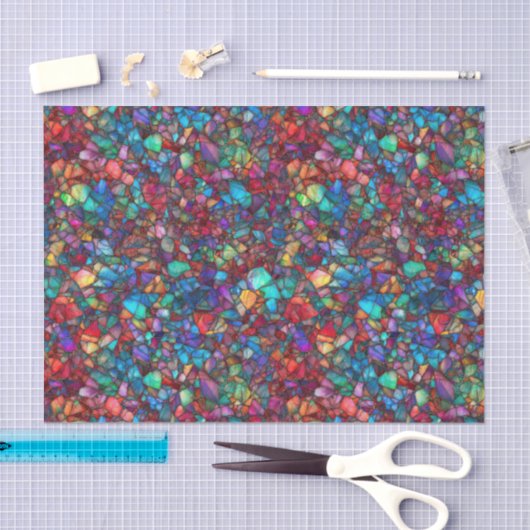 Vibrant Rainbow Watercolor Mosaic Stained Glass Seidenpapier (Handwerk)