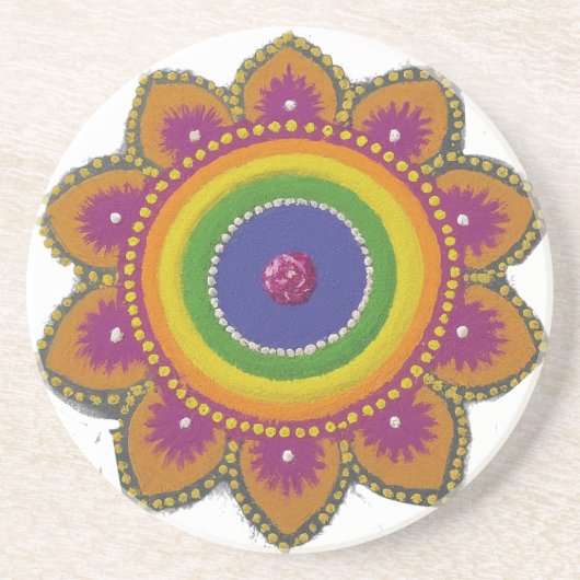 "Vibrant Rangoli" Getränkeuntersetzer (Vorne)