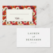 Vibrant Red and Orange Floral Border Platzkarte (Vorne/Hinten)