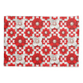 Vibrant Red And White Floral Pattern With Pearl Kissenbezug (Rückseite)