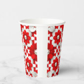 Vibrant Red And White Floral Pattern With Pearl Pappbecher (Rechts)
