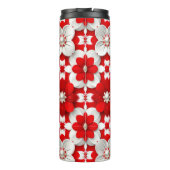 Vibrant Red And White Floral Pattern With Pearl Thermosbecher (Rückseite)