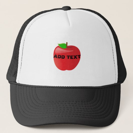 Vibrant Red Apple Image Printed in Center ADD TEXT Truckerkappe (Vorderseite)