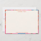 Vibrant Red Boho Floral Personalized Stationery  Dankeskarte (Vorderseite)
