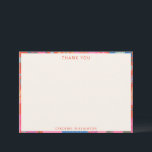 Vibrant Red Boho Floral Personalized Stationery  Dankeskarte<br><div class="desc">This modern colorful bridal shower thank you card features a clean cream center framed by a bold abstract border in vibrant red, pink, coral, and blue tones. The minimalist layout keeps the focus on your handwritten message while still feeling elevated and design-forward. Perfect for the bride who loves stylish details...</div>