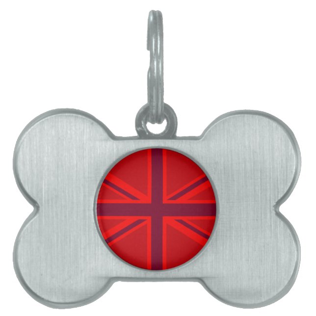 Vibrant Red British Union Jack Flag Tiermarke (Vorderseite)