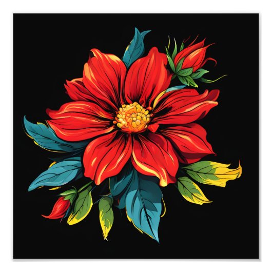 Vibrant Red Dahlia Fotodruck (Vorne)