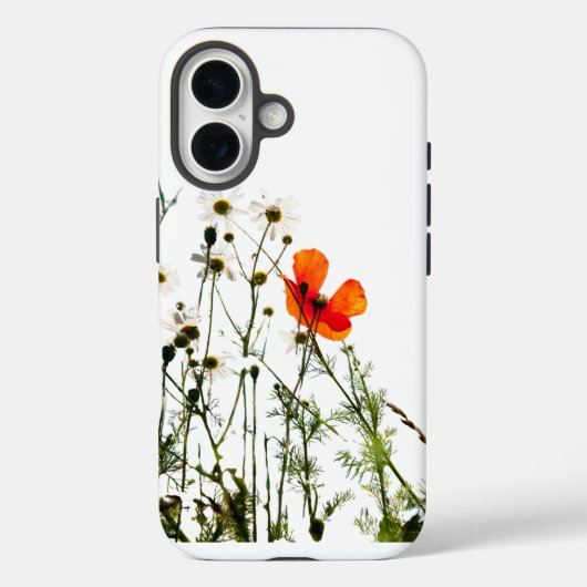"Vibrant Red Floral Design White iPhone 16 Case" Case-Mate iPhone Hülle (Rückseite)