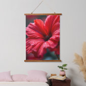Vibrant Red Flower Macro Botanical Art Wandteppich Mit Holzrahmen (Schlafzimmer)