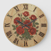 Vibrant Red Garden Flowers Wall Clock Große Wanduhr (Vorderseite)