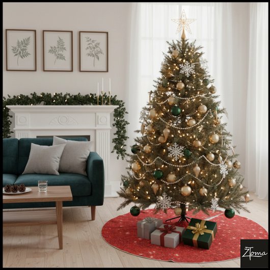 Vibrant Red Glitter Seamless Texture Background Polyester Weihnachtsbaumdecke