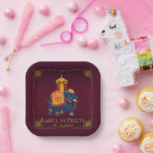 Vibrant Red Gold Mandala indische Hochzeitsfeier Pappteller (Party)