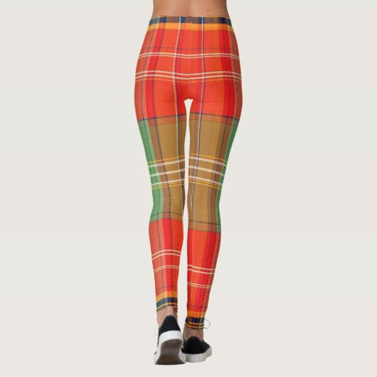 Vibrant Red Green Large-Scale Plaid Leggings (Rückseite)