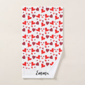 Vibrant red hearts background badhandtuch set (Handtuch)