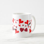 Vibrant red hearts background kaffeetasse (VorderseiteRechts)