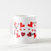 Vibrant red hearts background kaffeetasse (Vorderseite Links)