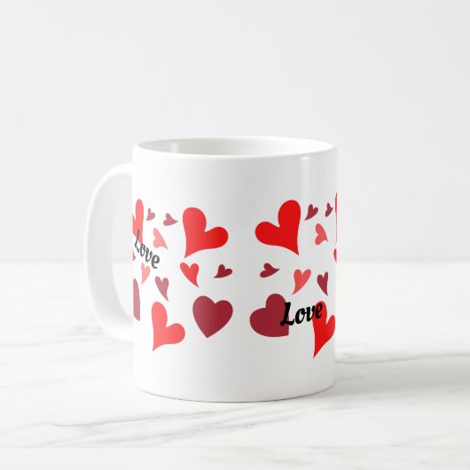 Vibrant red hearts background kaffeetasse (Vorderseite Links)
