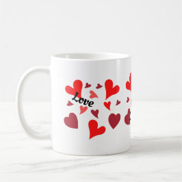 Vibrant red hearts background kaffeetasse