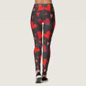 Vibrant red hearts background leggings (Rückseite)