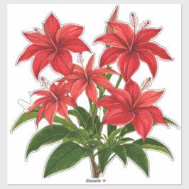 Vibrant Red Hibiscus Flower Bouquet Aufkleber