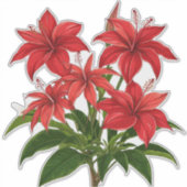 Vibrant Red Hibiscus Flower Bouquet Aufkleber (Vorderseite)