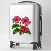 Vibrant Red Hibiscus Flowers With Lush Green Leave Aufkleber (Koffer)