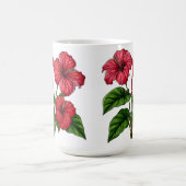 Vibrant Red Hibiscus Flowers With Lush Green Leave Kaffeetasse (Mittel)